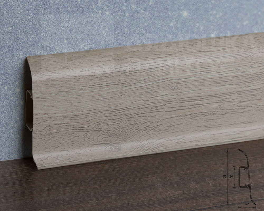 Плинтус ПВХ Идеал Классик 70мм 2,2м 229 Дуб латте